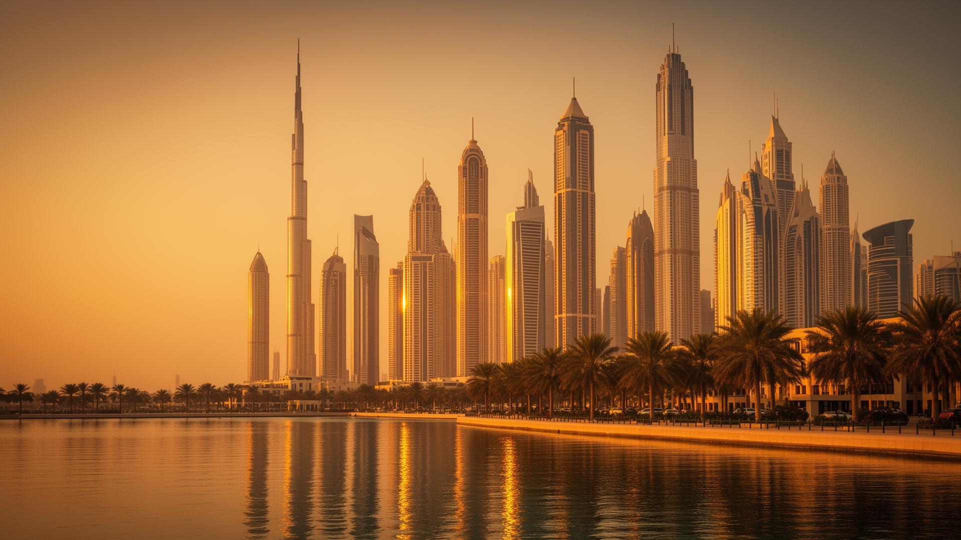 Gulf skyline at golden hour